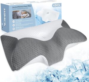 HOMCA Almohada Cervical, Almohada de Espuma con Memoria para Dormir con Funda Transpirable y Fresca, Almohadas Ergonómico para Dolor de Cuello y Hombros