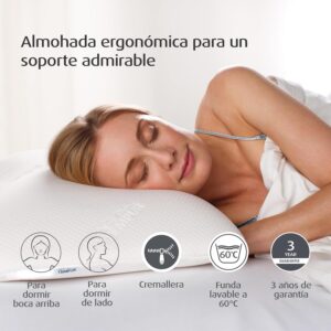 TEMPUR Symphony Almohada viscoelastica, almohada ergonómica para dormir boca arriba omde lado, Sensación inicial firme