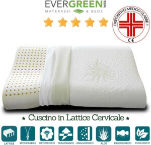 Packk de 2 Almohadas de látex Natural Cervical con Funda Aloe Vera, Modelo Doble Onda, Ortocervicales – Dispositivo médico de Clase 1 – Marcación CE - contra Dolores cervicales